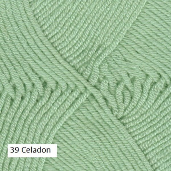 Ella Rae's Cashmereno Sport Yarn in color # 39 Celadon.