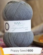 Signature 4 Ply Yarn from West Yorkshire Spinners. Color #600 Poppy Seed