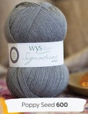 Signature 4 Ply Yarn from West Yorkshire Spinners. Color #600 Poppy Seed