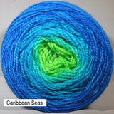 Transitions Yarn from Stone Barn Fibers. Gradient colorway Caribbean Seas