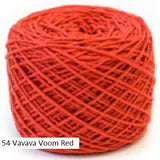 Co Ba Si Plus from Hi Koo. A blend of Cotton, Bamboo, Silk and Nylon. Color #054 Vavava Voom Red