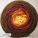 Transitions Yarn from Stone Barn Fibers. Gradient colorway Sunflower