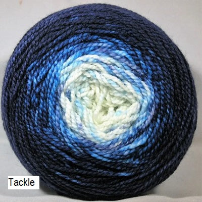 Transitions Yarn from Stone Barn Fibers. Gradient colorway Tackle