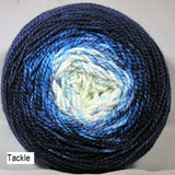 Transitions Yarn from Stone Barn Fibers. Gradient colorway Tackle