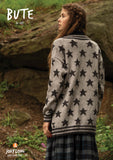 Jody Long's Bute Cardigan. A Intarsia knitted sweater in two colors of Alba Yarn.