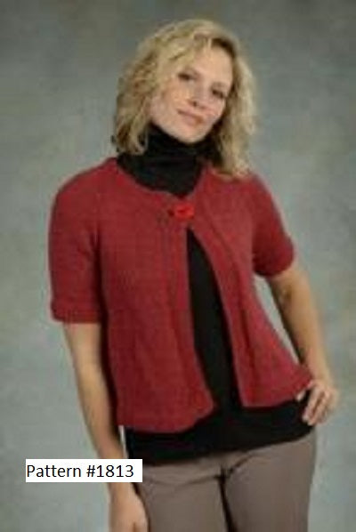 Plymouth Yarn Cardigan Pattern  31813. Knitted in Baby Alpaca Grande.