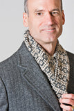 Mosaic Scarf designed by Brian Kohler, knitted in Schoppel Cashmere Queen Yarn.