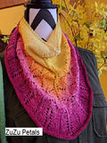 ZuZu Petals cowl knitted in Transitions Yarn from Stone Barn Fibers.