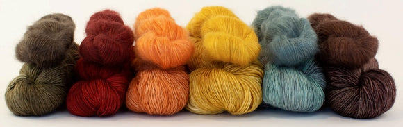 Silk Cloud and Tosh Merino Light. A collection dyed with desert tones.