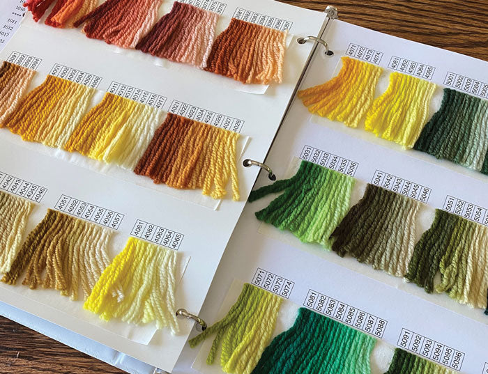 Waverly Wool Color Shade book. Brown Sheep Yarn's needlepoint yarn.