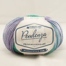 Pendenza Yarn Plymouth. 100% Mercerized Cotton in a long self striping plied yarn in a Dk weight.