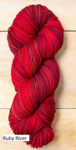 Twizzlefoot Yarn from Mountain Colors.  Color Ruby River